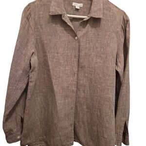 J Jill 100% Linen Petite S blouse Brown